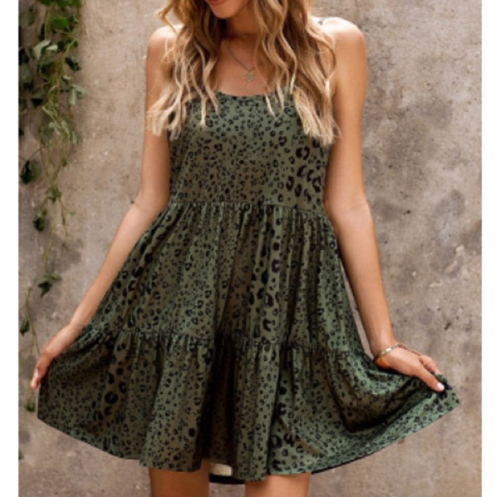 Tiered Leopard Babydoll Dress